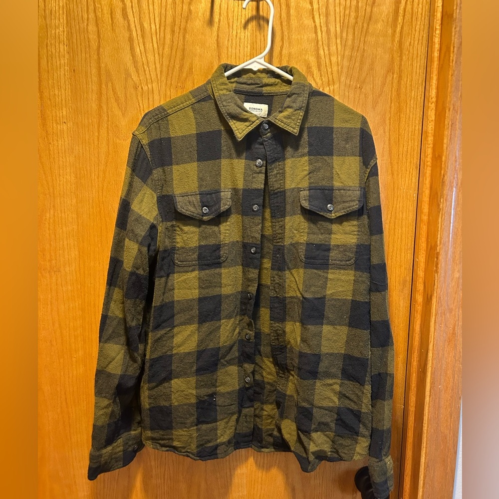 Men's Black and Green Plaid Jacket